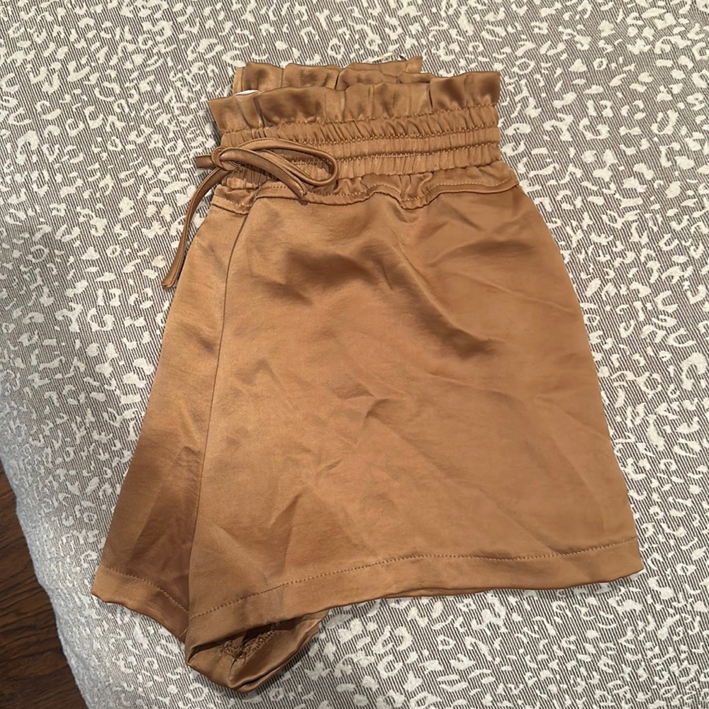 Size medium high wasted satin shorts